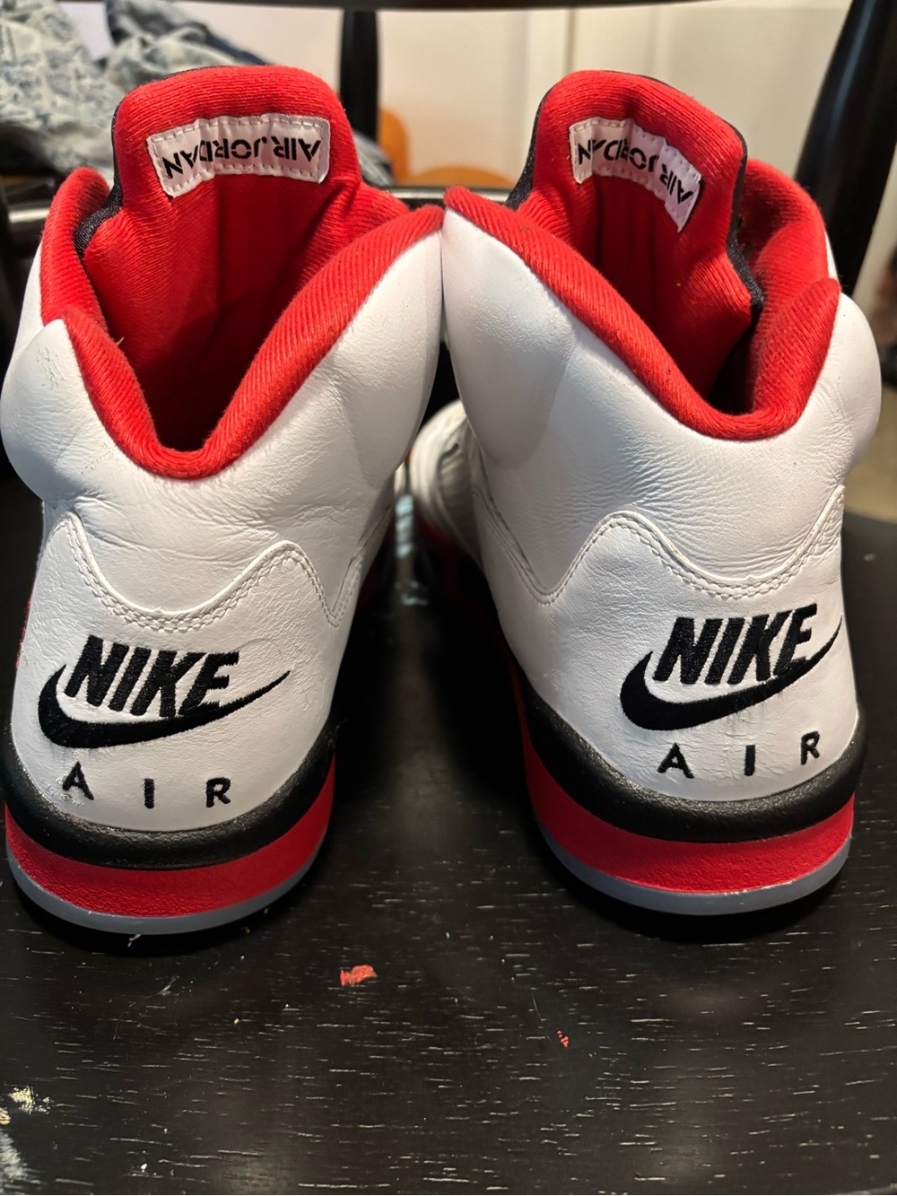 Air Jordan Retro 5 Basketball Sneakers - White/Black/Red - Picture 4 of 6